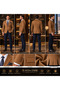 Slim Fit Men's Suit with Suede Jacket – Tan Brown Jacket, Navy Blue Trousers, Shirt - 4