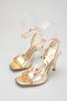 Ankle Strap Gold High Heeled Women's Shoes - 7