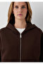 Zippered basic sweatshirt coffee bean - 6