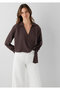 Tencel ™ ) Lyocell Cross-Tie Brown Blouse 1211581-70236
