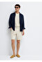 Garrett Edition Ecru Linen Blend Jean Shorts 0417315-A3264 - 3