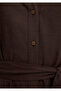 Linen Blend Brown Dress 1310742-70240 - 7