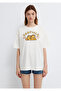 Garfield Printed Ecru T-Shirt Loose Fit / Comfortable Loose Cut 1614339-80194 - 4