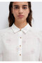 Flower Printed Ecru Shirt Loose Fit / Relaxed Comfortable Cut 122514-91496 - 7
