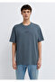Embroidered Navy Blue T-Shirt Loose Fit / Comfortable Loose Cut 0610100-80776 - 4