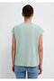V-Neck Green Basic T-Shirt Loose Fit / Comfortable Cut 1600961-71780 - 5