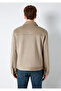 Black Pocket Detailed Beige Faux Leather Jacket Regular Fit / Normal Cut 0110783-80697 - 5