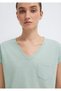 V-Neck Green Basic T-Shirt Loose Fit / Comfortable Cut 1600961-71780 - 6