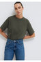 Khaki Basic Interlock T-Shirt Loose Fit / Relaxed Fit 1613820-71553