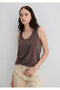 Tencel ™ ) Modal Blended Brown Undershirt Slim Fit / Tight Fit 1613216-87537