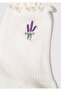 Floral Embroidered Ecru Socks 1913250 -70053 - 2