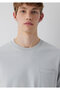 Pocket Detailed Gray Basic T-Shirt Loose Fit / Relaxed Fit 066248-70075 - 6