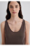 Tencel ™ ) Modal Blended Brown Undershirt Slim Fit / Tight Fit 1613216-87537 - 6