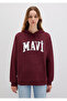 Logo Printed Hooded Claret Red Sweatshirt1600361-85493 - 4