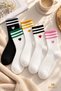 Original Women's Set of 5 Soft Bamboo Foot-Wrapping Flexible Structure 4 Seasons All-Day Comfort Gift Heart Patterned Striped Premium College Tennis Socks Bamboo Multi-Color Socks Set |   5 Pairs - Size 36-40