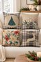 Double Sided Printed Velvet Texture Christmas Patterned 4-Piece Throw Pillow Set - 3
