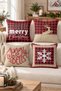 Double Sided Printed Velvet Texture Christmas Patterned 4-Piece Throw Pillow Set - 8