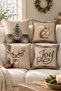Double Sided Printed Velvet Texture Christmas Patterned 4-Piece Throw Pillow Set - 6