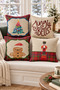 Double Sided Printed Velvet Texture Christmas Patterned 4-Piece Throw Pillow Set - 7