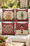 Double Sided Printed Velvet Texture Christmas Patterned 4-Piece Throw Pillow Set - 6