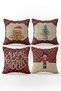 Double Sided Printed Velvet Texture Christmas Patterned 4-Piece Throw Pillow Set - 8