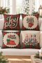 Double Sided Printed Velvet Texture Christmas Patterned 4-Piece Throw Pillow Set - 4