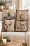 Double Sided Printed Velvet Texture Christmas Patterned 4-Piece Throw Pillow Set - 4