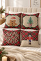 Double Sided Printed Velvet Texture Christmas Patterned 4-Piece Throw Pillow Set - 3