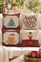 Double Sided Printed Velvet Texture Christmas Patterned 4-Piece Throw Pillow Set - 6
