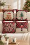 Double Sided Printed Velvet Texture Christmas Patterned 4-Piece Throw Pillow Set
