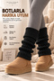Original Premium Leg Warmer Acrylic Knit Warm Thick Soft Ribbed Texture Leg Ankle Warmer Fully Compatible with Boots Below the Knee Special Design Winter Leggings |   Compatible with All Foot Sizes - 3