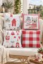 Double Sided Printed Velvet Texture Christmas Patterned 4-Piece Throw Pillow Set - 2