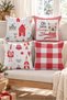 Double Sided Printed Velvet Texture Christmas Patterned 4-Piece Throw Pillow Set - 5