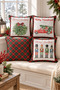 Double Sided Printed Velvet Texture Christmas Patterned 4-Piece Throw Pillow Set - 3