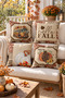 Velvet Texture Autumn and Halloween Special Pumpkin Patterned 4-Piece Throw Pillow Set - 5