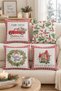 Double Sided Printed Velvet Texture Christmas Patterned 4-Piece Throw Pillow Set