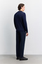 Men's Navy Blue Polo Collar Zippered Rayon Blend Regular Fit Sweater A62Y5022 - 5