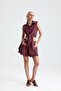 Vega Front Tie Crop Shirt Flounce Shorts Burgundy Set - 6