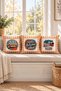 Autumn Patterned Velvet 3-Piece Throw Pillow Cover Set 43X43 cm - Decorative Pillowcases - 5