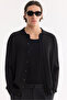 Men's Black Polo Collar Buttoned Rayon Regular Fit Cardigan A61Y5001 - 3
