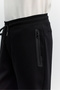 Men's Black Elastic Waist Lace-Up Interlock Jogger with Side Zipper Pockets B003404 - 8