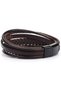 Mens Double Strand Leather Cuff Bracelet,Black Studded Boho Wrap Bangle,Handmade - 2