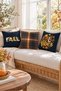 Autumn Patterned Velvet 3-Piece Throw Pillow Cover Set 43X43 cm - Decorative Pillowcases - 5