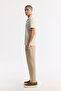 Men's Ecru Apaj Collar Jacquard Linen Blend Regular Fit T-Shirt A61Y1171 - 3