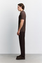 Men's Coffee Buttonless Polo Collar Full Jacquard Short Sleeve Regular Fit Sweater A62Y5060 - 4