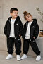 Children's Water Repellent Combed Cotton Lined Black Raincoat Set