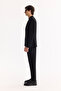 Men's Black Mono Collar Double Slit Unlined Pocket Pocket Diagonal Textured Fabric Jacket A52Y4004 - 3