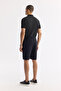 Men's Black Elastic Waist Bi-Stretch Technical Fabric Relaxed Fit Shorts A51Y3712 - 3