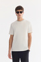 Men's Ecru Crew Neck Easy-Iron Regular Fit T-Shirt A61Y1034