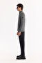 Men's Anthracite Stand Collar Zippered Wool Blend Textured Regular Fit Cardigan A52Y5044 - 5